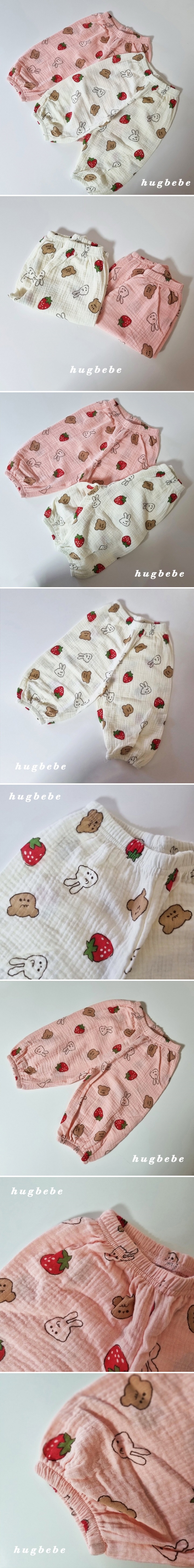 Hug Bebe - Korean Children Fashion - #childrensboutique - Strawberry Bunny Crinkled Bloomers