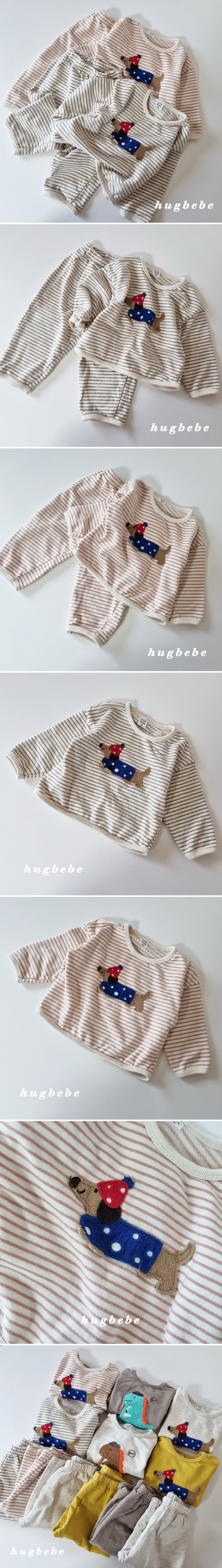 Hug Bebe - Korean Children Fashion - #designkidswear - Striped Puppy Set