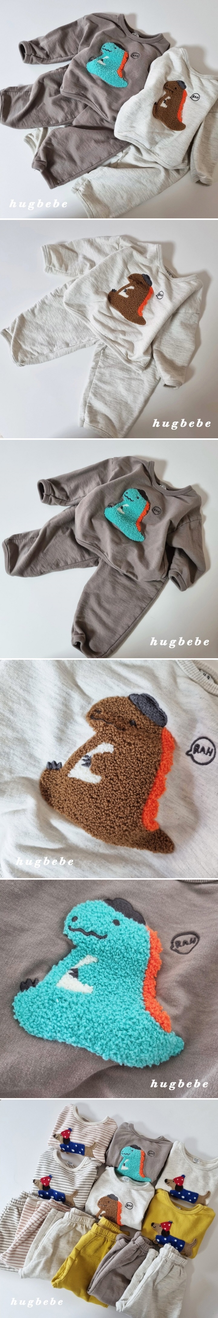 Hug Bebe - Korean Children Fashion - #discoveringself - Fuzzy Dino Set