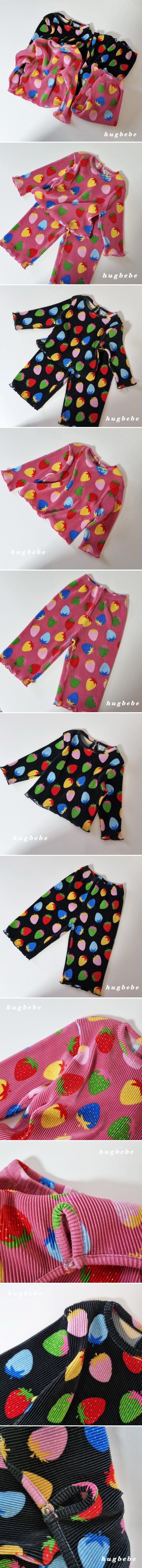 Hug Bebe - Korean Children Fashion - #fashionkids - Vivid Berry Pleats Set