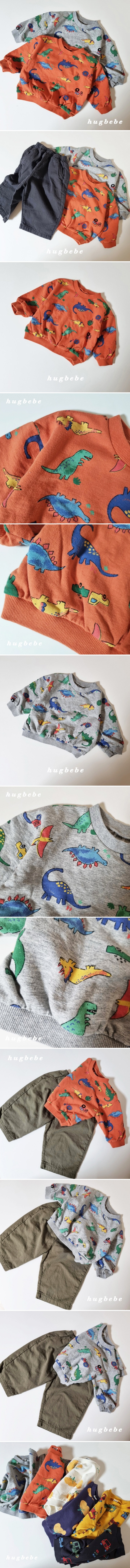 Hug Bebe - Korean Children Fashion - #littlefashionista - Washed Dino Sweatshirt