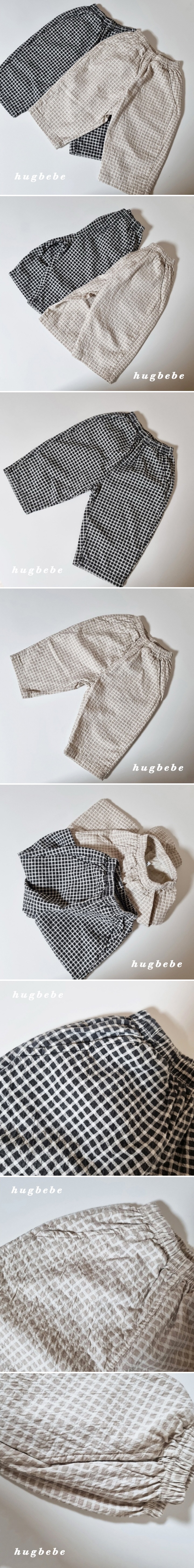 Hug Bebe - Korean Children Fashion - #todddlerfashion - Washed Check Baggy Pants