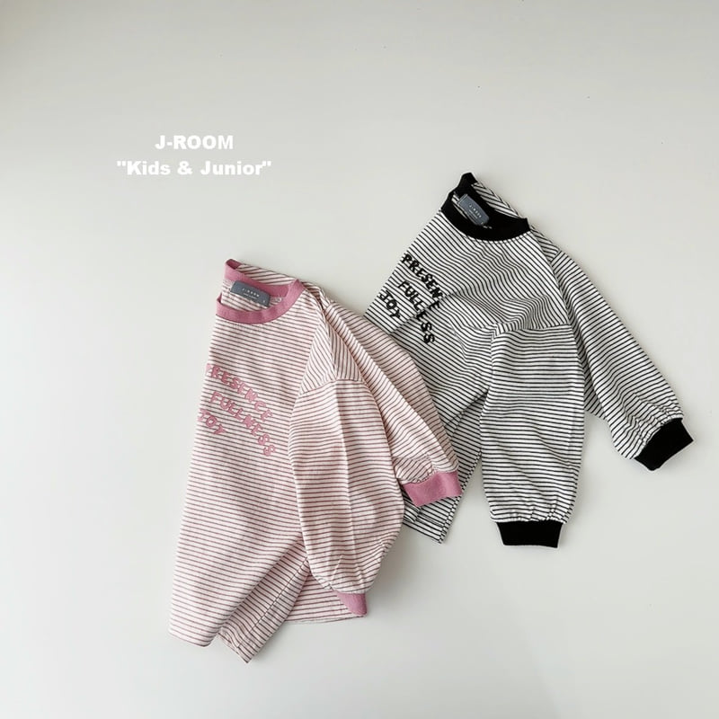J-Room - Korean Children Fashion - #Kfashion4kids - Ribbed Print Stripe Tee - 6
