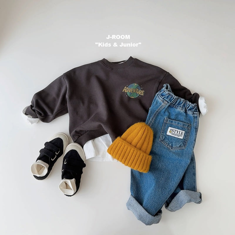 J-Room - Korean Children Fashion - #childrensboutique - Point Label Wide Denim Pants - 7