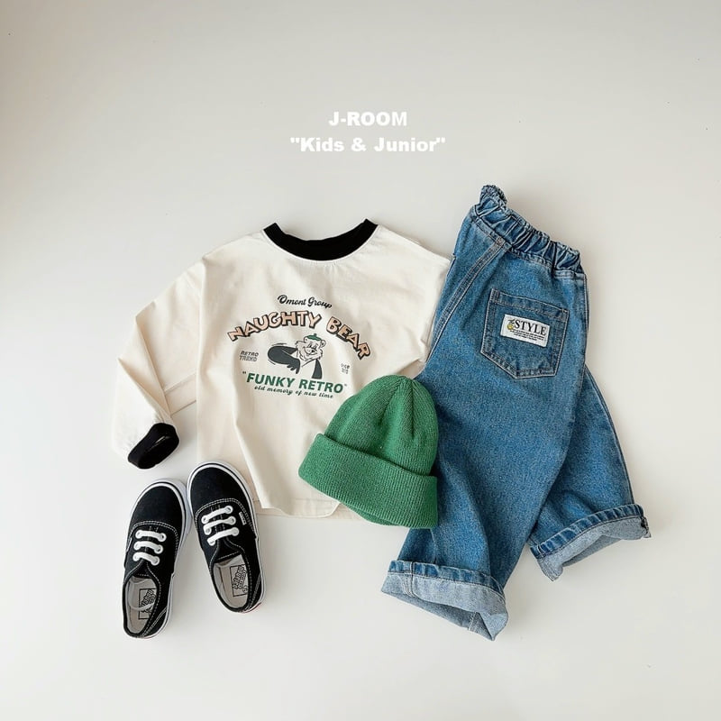 J-Room - Korean Children Fashion - #designkidswear - Point Label Wide Denim Pants - 8