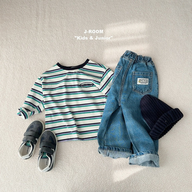 J-Room - Korean Children Fashion - #discoveringself - Point Label Wide Denim Pants - 9