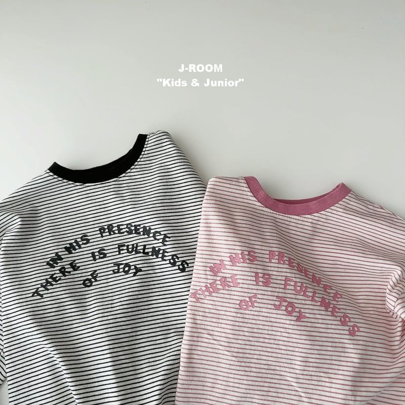 J-Room - Korean Children Fashion - #fashionkids - Ribbed Print Stripe Tee - 2