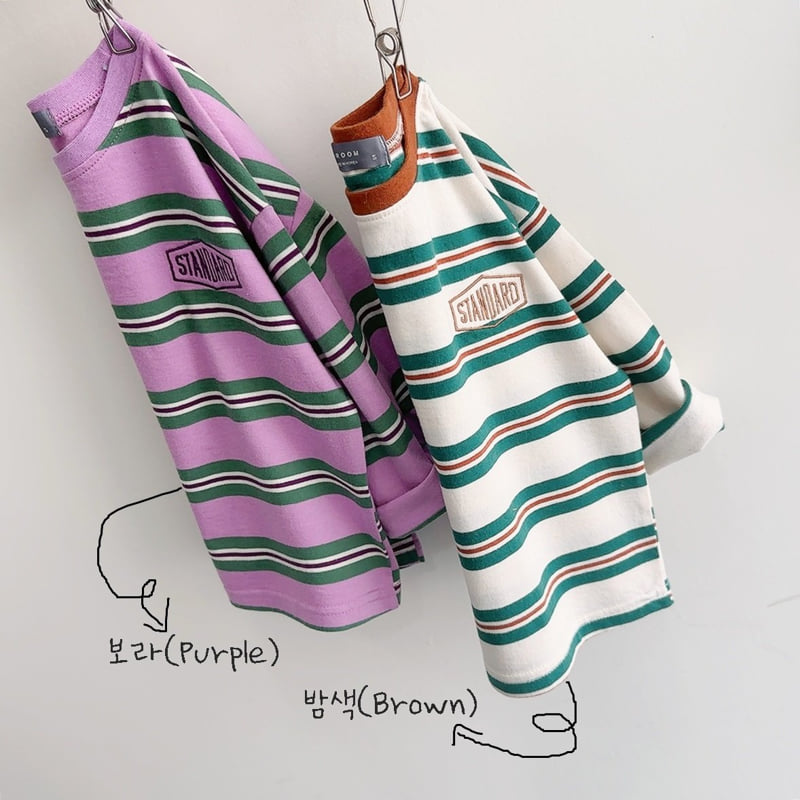 J-Room - Korean Children Fashion - #kidsshorts - Kale Stripe Tee - 3