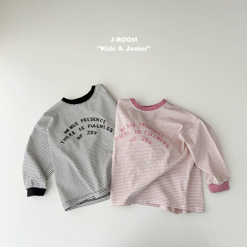 J-Room - Korean Children Fashion - #kidsshorts - Ribbed Print Stripe Tee - 4