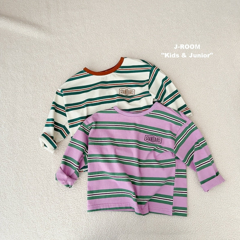 J-Room - Korean Children Fashion - #kidsshorts - Kale Stripe Tee - 4