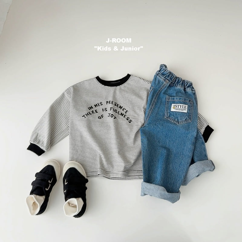 J-Room - Korean Children Fashion - #littlefashionista - Ribbed Print Stripe Tee - 7