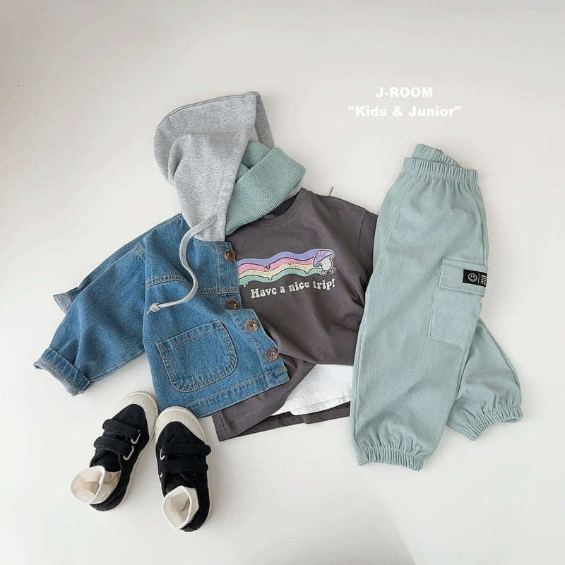 J-Room - Korean Children Fashion - #littlefashionista - Label Hoodie Denim Jacket - 5