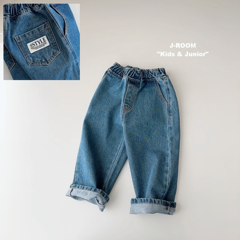 J-Room - Korean Children Fashion - #littlefashionista - Point Label Wide Denim Pants