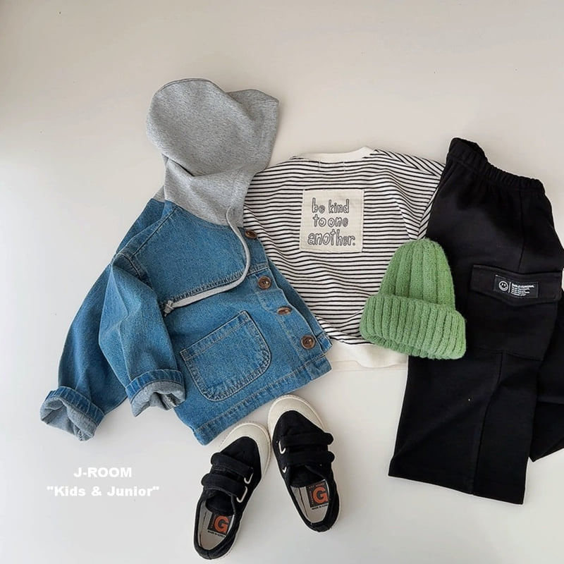 J-Room - Korean Children Fashion - #magicofchildhood - Label Hoodie Denim Jacket - 6