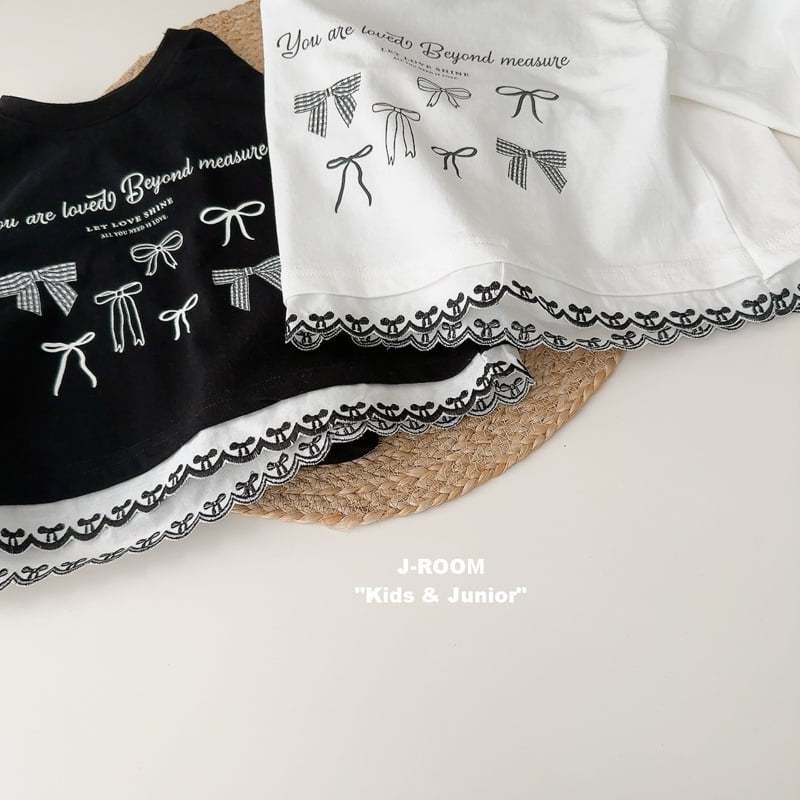 J-Room - Korean Children Fashion - #littlefashionista - Ribbon Hem Lace Tee - 4