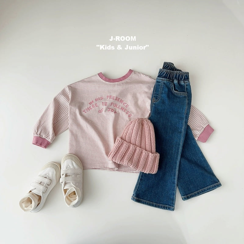 J-Room - Korean Children Fashion - #prettylittlegirls - Ribbed Print Stripe Tee - 10