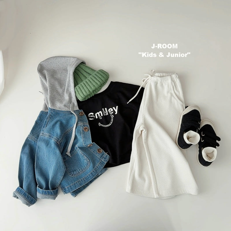 J-Room - Korean Children Fashion - #prettylittlegirls - Label Hoodie Denim Jacket - 8