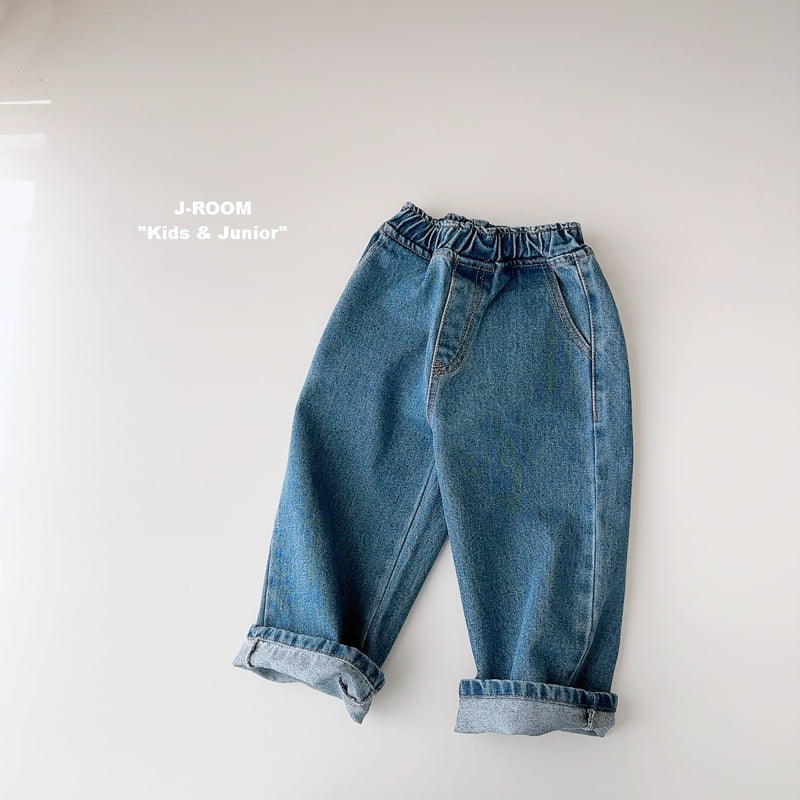 J-Room - Korean Children Fashion - #minifashionista - Point Label Wide Denim Pants - 4