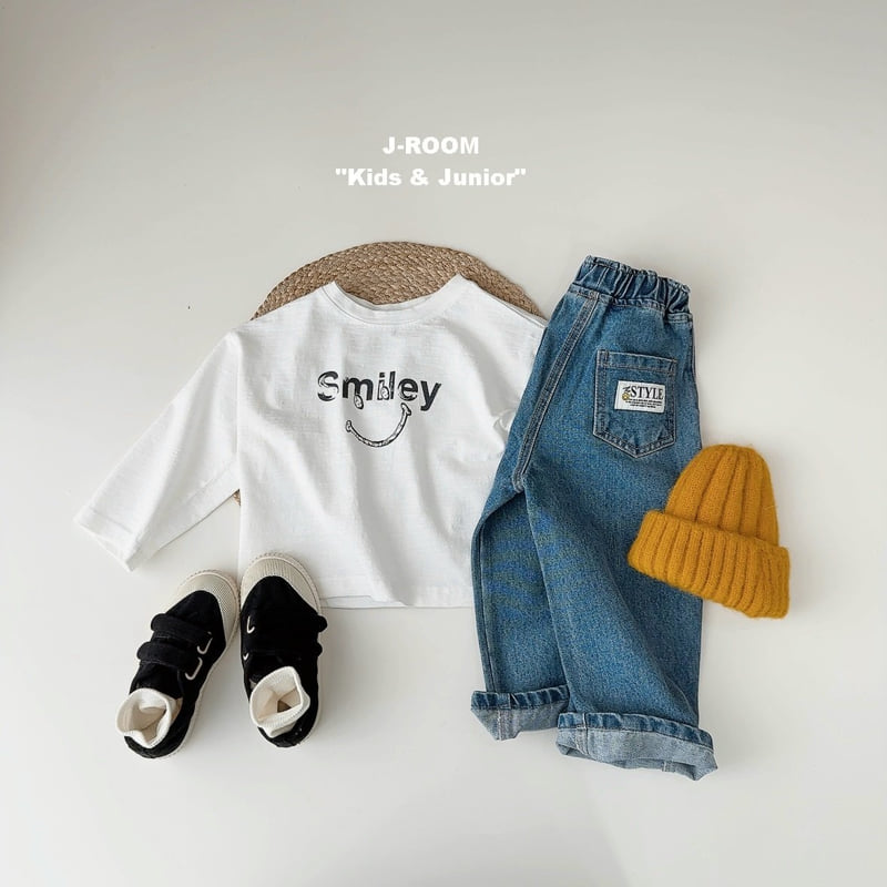 J-Room - Korean Children Fashion - #toddlerclothing - Slub Smile Tee - 8