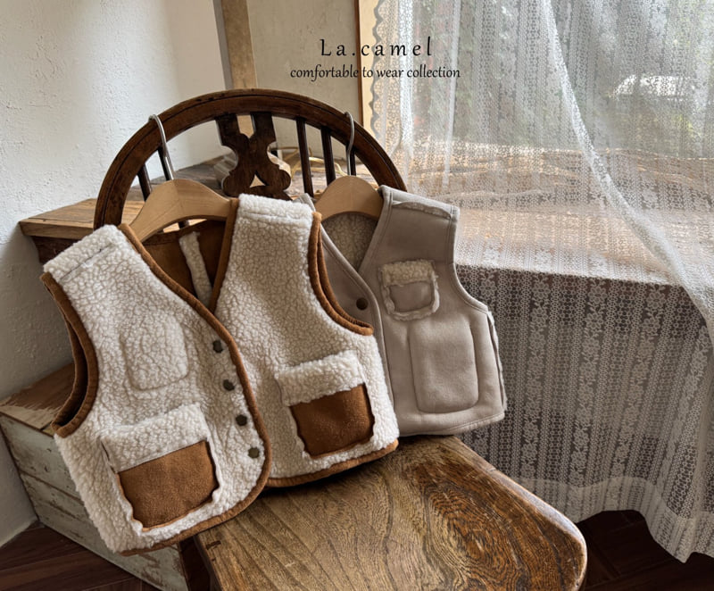 La Camel - Korean Baby Fashion - #babyboutiqueclothing - Teddy Reversible Shearling Vest