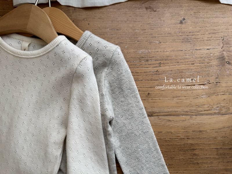La Camel - Korean Baby Fashion - #babyclothing - Vanilla Eyelet Tee - 2