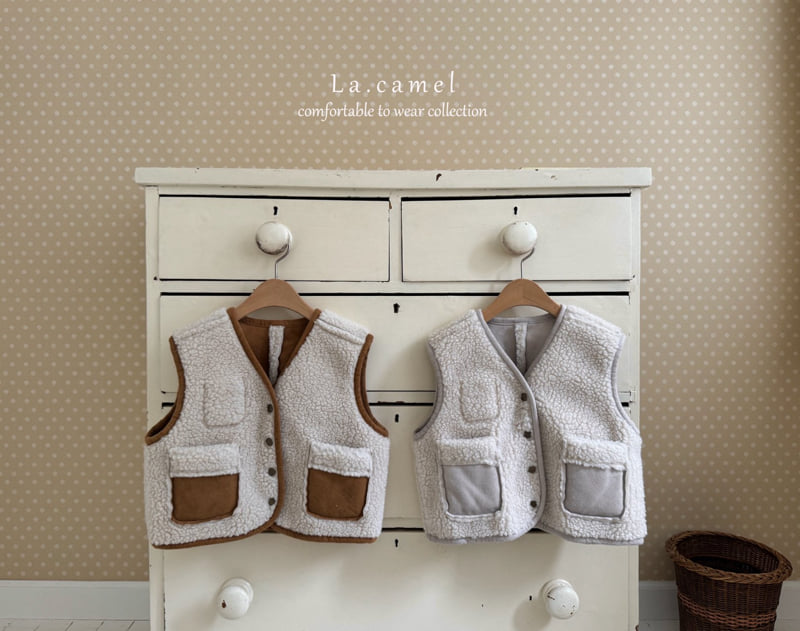 La Camel - Korean Baby Fashion - #babyfashion - Teddy Reversible Shearling Vest - 4