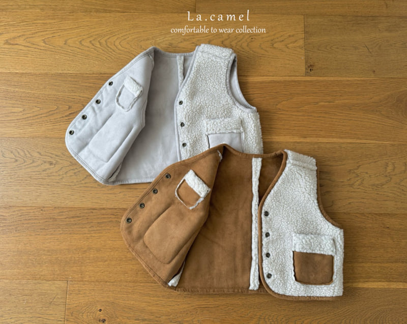La Camel - Korean Baby Fashion - #babygirlfashion - Teddy Reversible Shearling Vest - 5