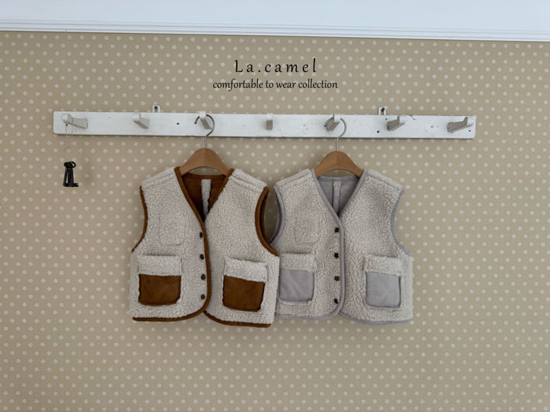 La Camel - Korean Baby Fashion - #babylifestyle - Teddy Reversible Shearling Vest - 6