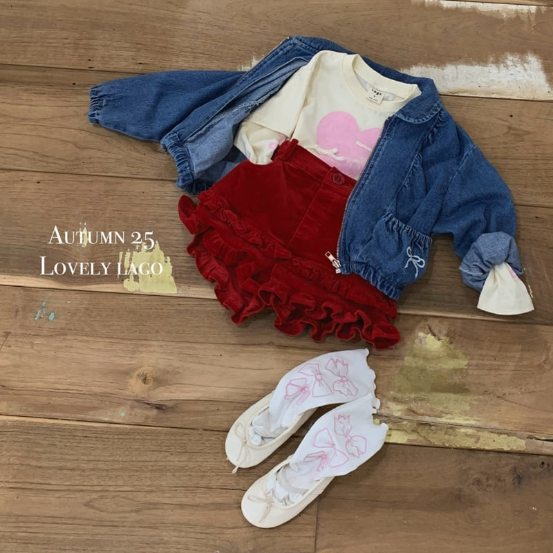 Lago - Korean Children Fashion - #Kfashion4kids - Heart Ribbon Print Tee - 12