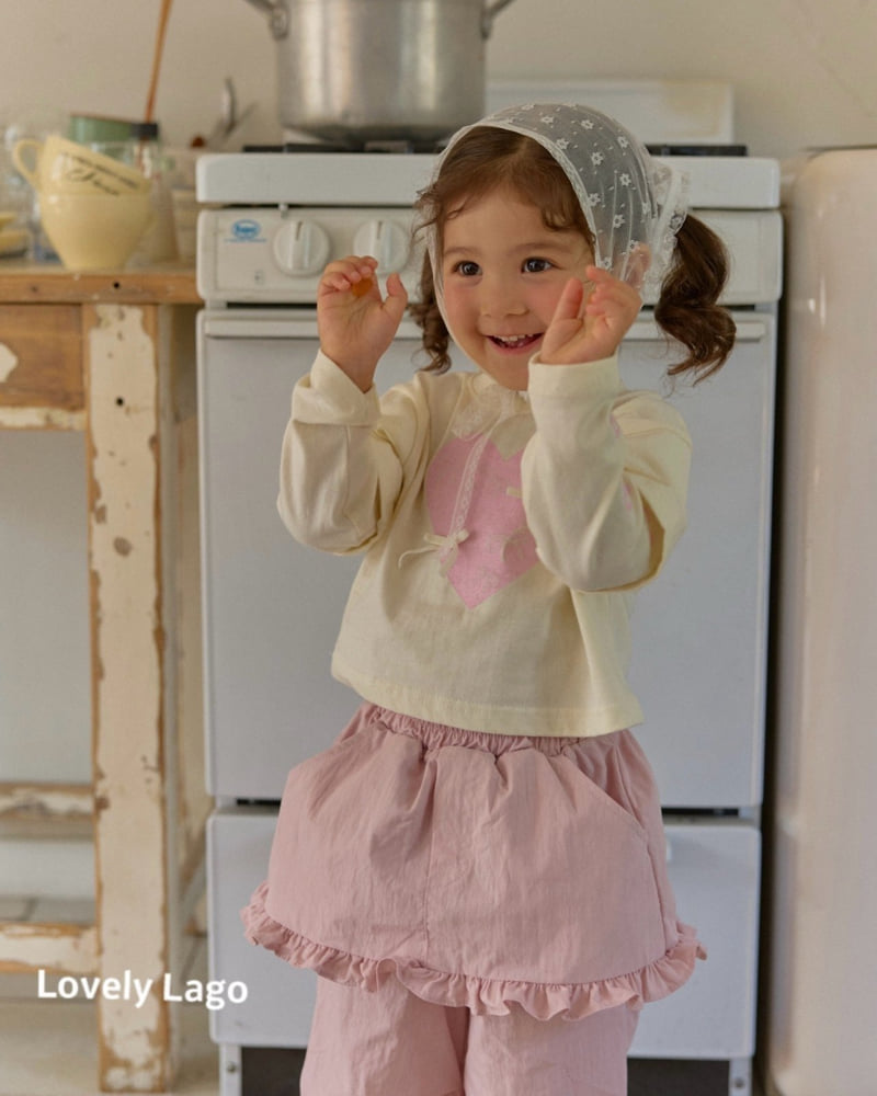 Lago - Korean Children Fashion - #stylishchildhood - Heart Ribbon Print Tee - 4
