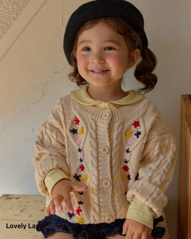 Lago - Korean Children Fashion - #childofig - Flower Embroidery Cardigan - 2