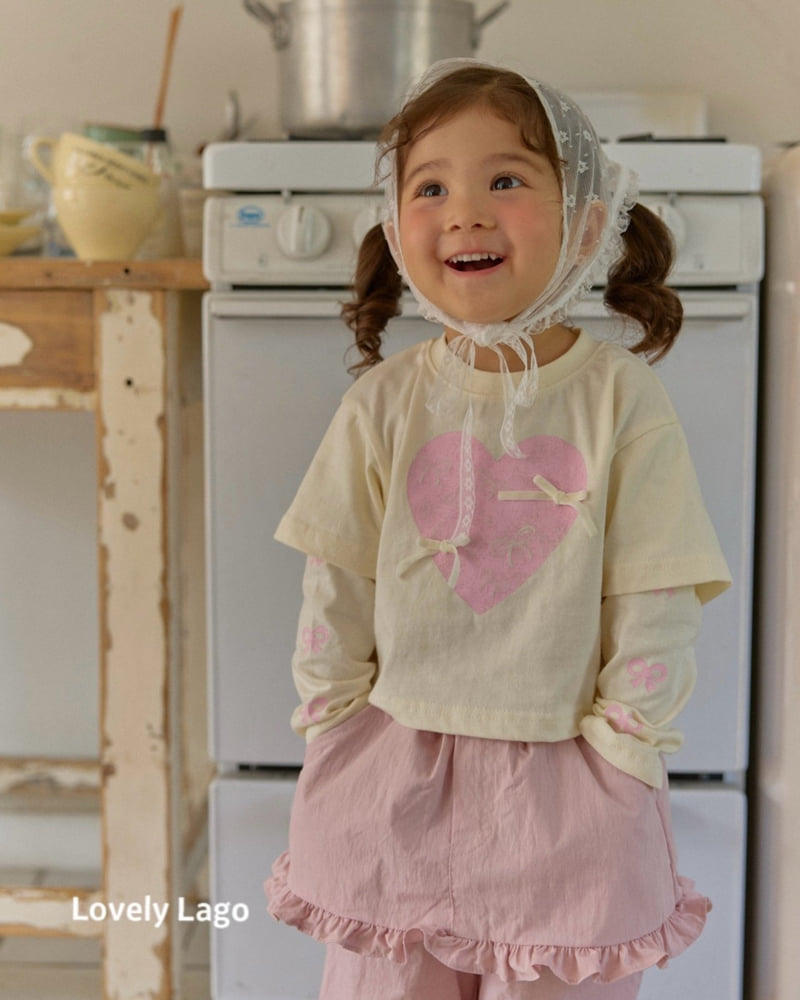 Lago - Korean Children Fashion - #childrensboutique - Heart Ribbon Print Tee - 5