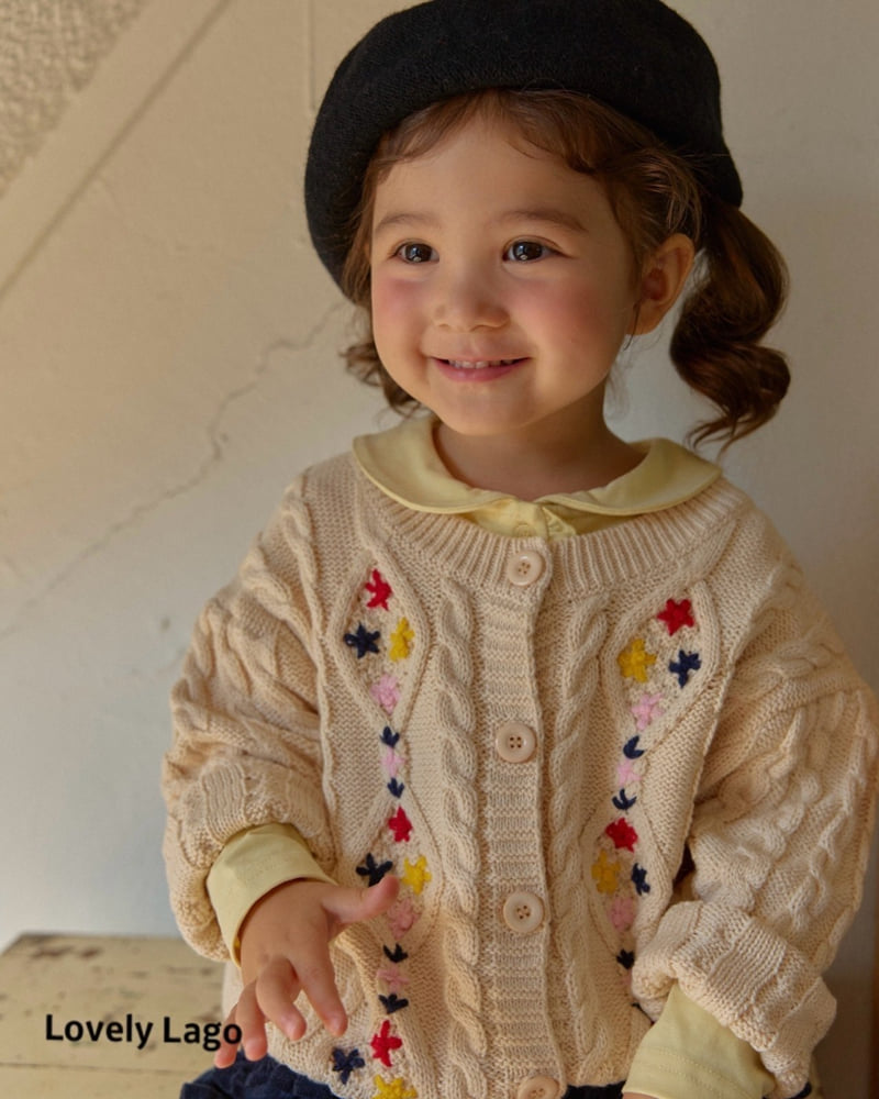 Lago - Korean Children Fashion - #childrensboutique - Flower Embroidery Cardigan - 3