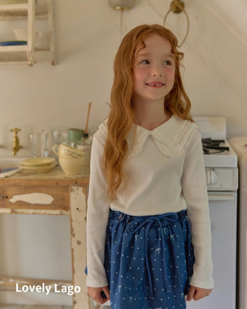 Lago - Korean Children Fashion - #childrensboutique - Ribbon Dot Denim Skirt - 5