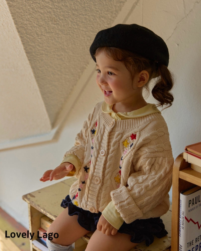 Lago - Korean Children Fashion - #childrensboutique - Flower Embroidery Cardigan - 4