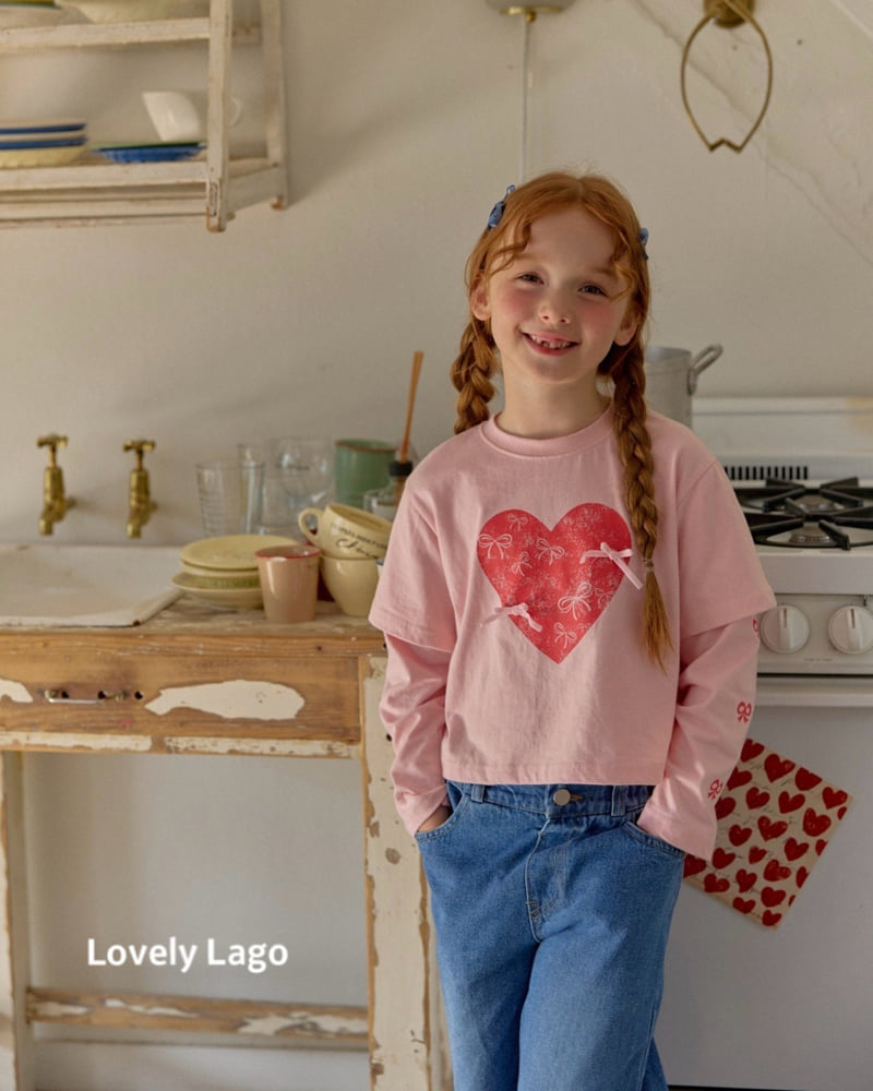 Lago - Korean Children Fashion - #discoveringself - Heart Ribbon Print Tee - 7
