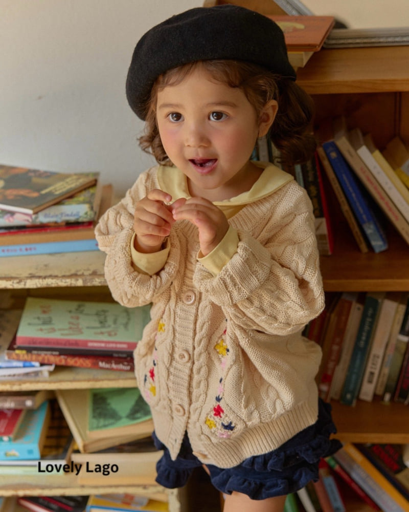 Lago - Korean Children Fashion - #discoveringself - Flower Embroidery Cardigan - 5