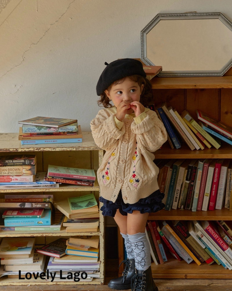 Lago - Korean Children Fashion - #fashionkids - Flower Embroidery Cardigan - 6