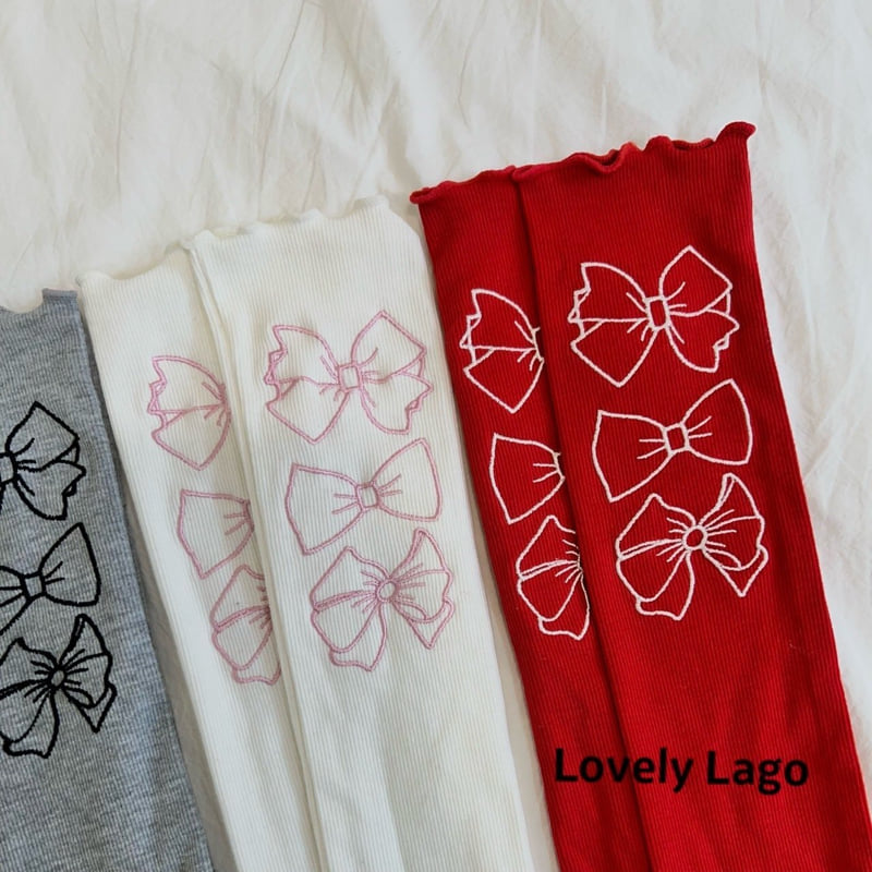 Lago - Korean Children Fashion - #fashionkids - Ribbon Embroidery Socks - 2