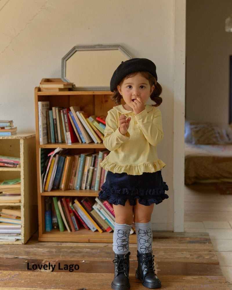 Lago - Korean Children Fashion - #kidsshorts - Mini Frill Collar Tee - 7