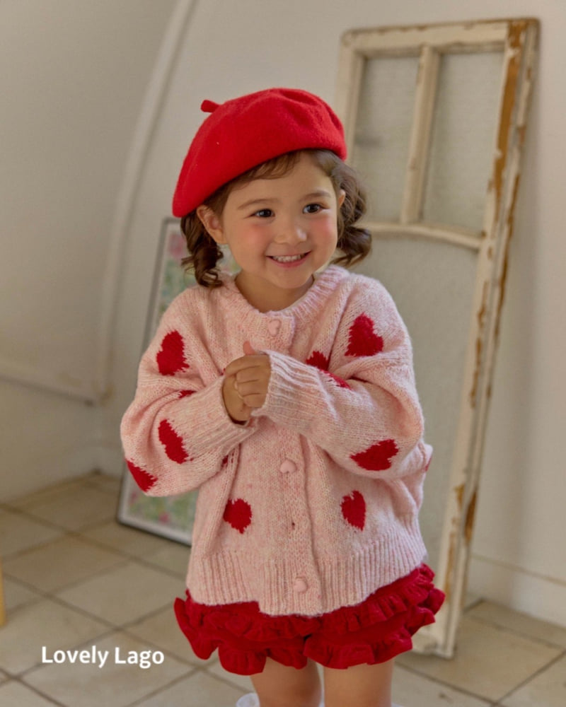 Lago - Korean Children Fashion - #kidsshorts - Heart Fuzzy Cardigan - 6