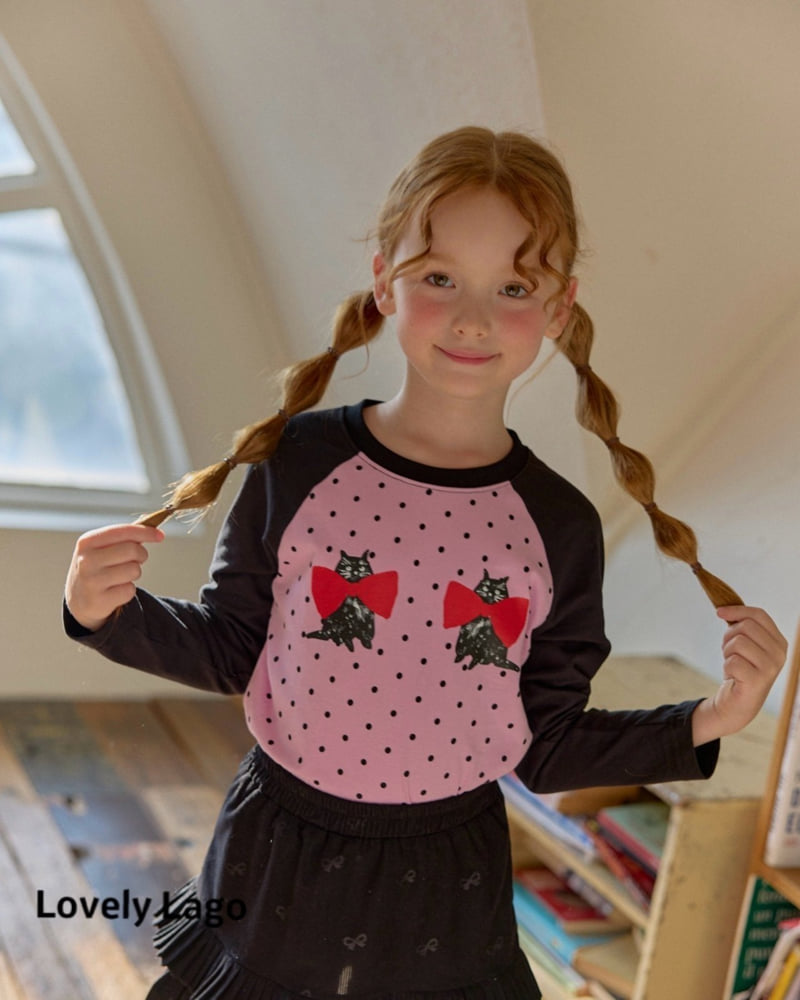 Lago - Korean Children Fashion - #kidsshorts - Cat Raglan Tee - 2