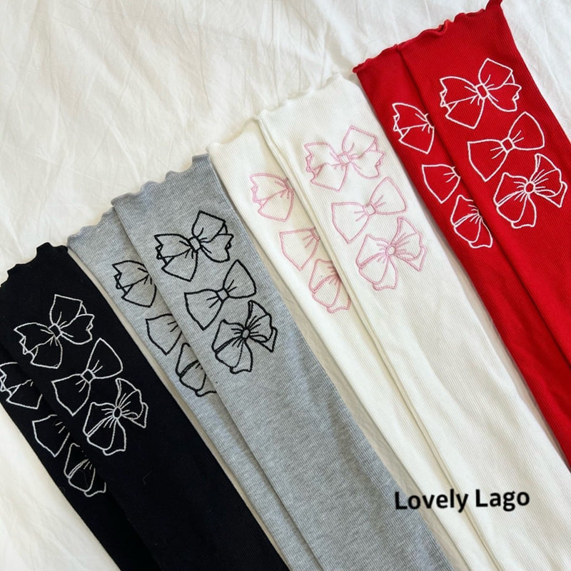 Lago - Korean Children Fashion - #kidsshorts - Ribbon Embroidery Socks - 3