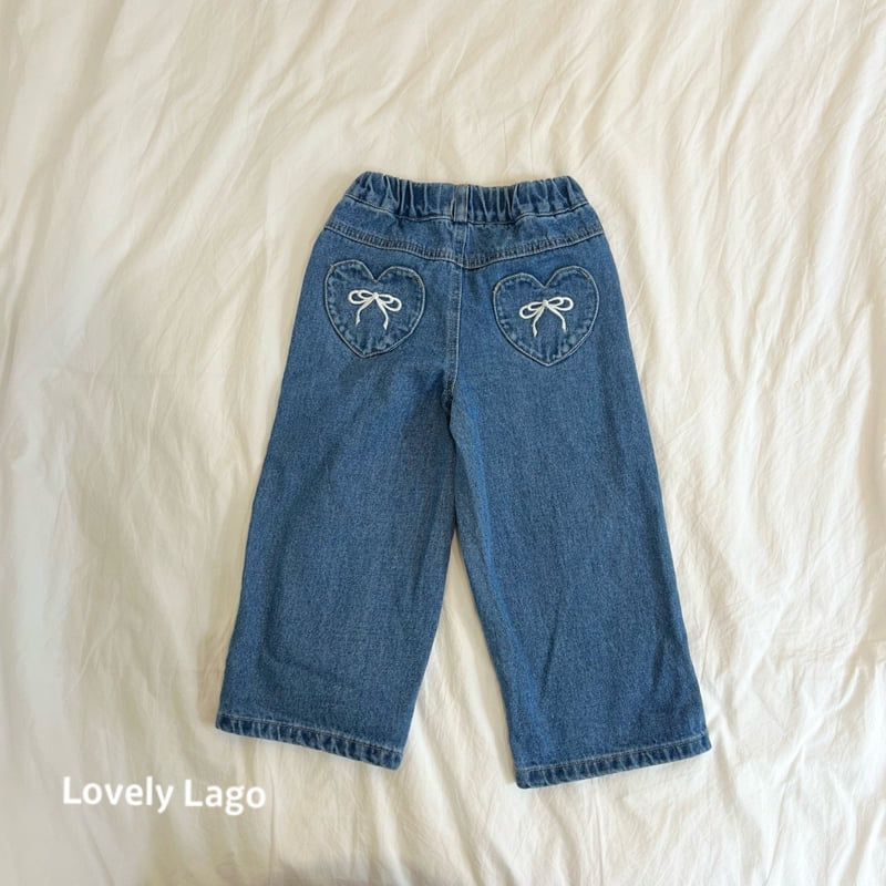 Lago - Korean Children Fashion - #kidsstore - Heart Ribbon Denim Pants