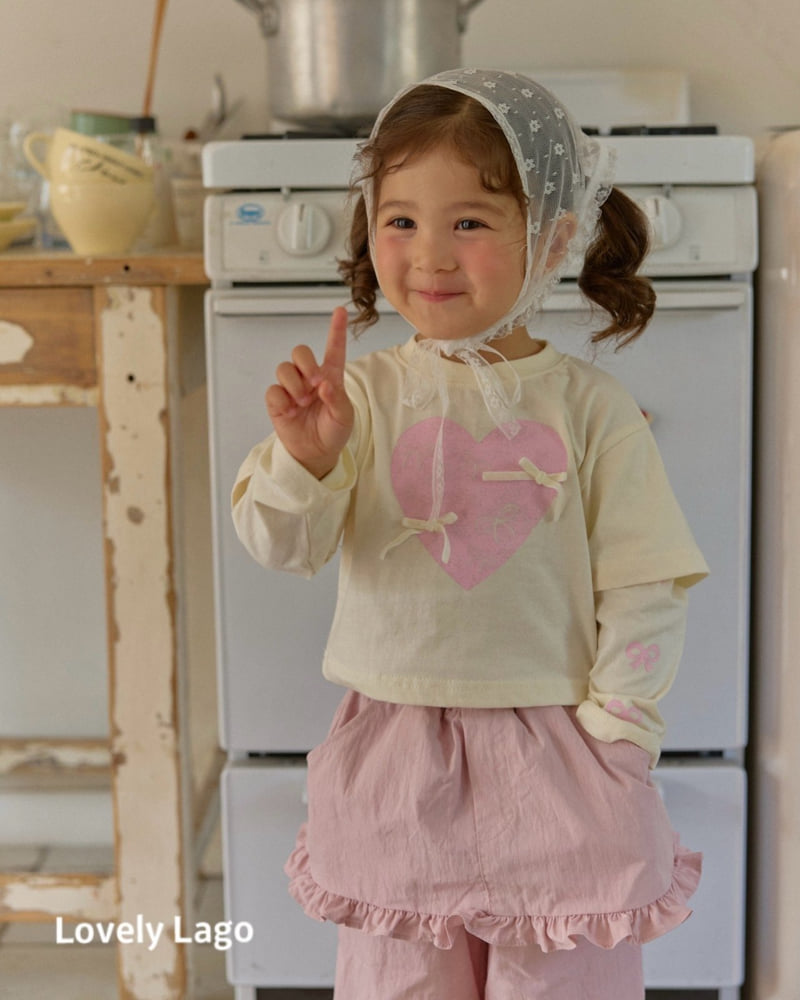 Lago - Korean Children Fashion - #stylishchildhood - Heart Ribbon Print Tee - 3