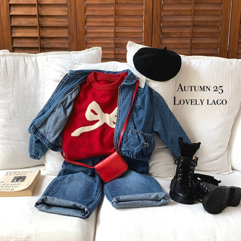 Lago - Korean Children Fashion - #stylishchildhood - Heart Ribbon Denim Pants - 10
