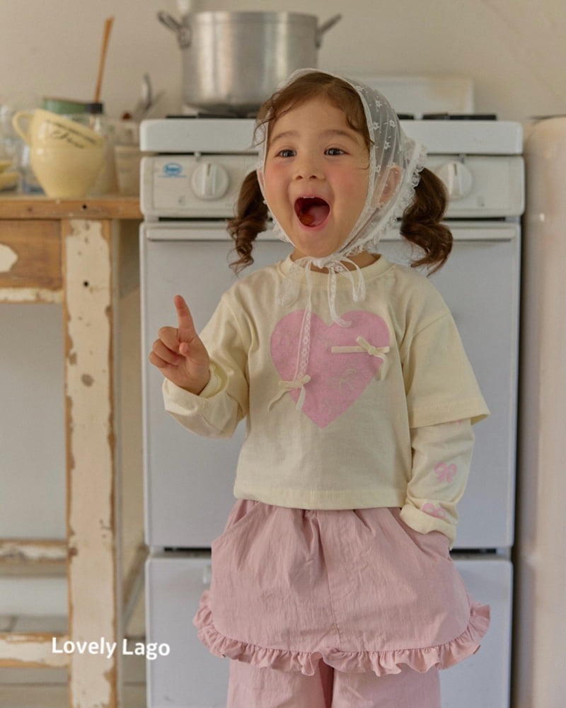 Lago - Korean Children Fashion - #toddlerclothing - Heart Ribbon Print Tee - 2