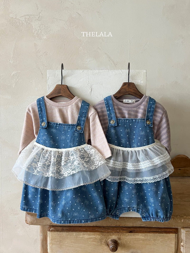 Lala - Korean Baby Fashion - #babyboutiqueclothing - Ribbon Denim One-piece - 4