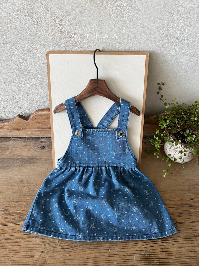 Lala - Korean Baby Fashion - #babyfever - Ribbon Denim One-piece - 6
