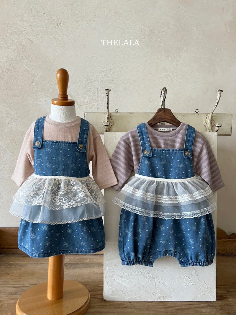 Lala - Korean Baby Fashion - #babyfever - Ribbon Denim Suit - 5